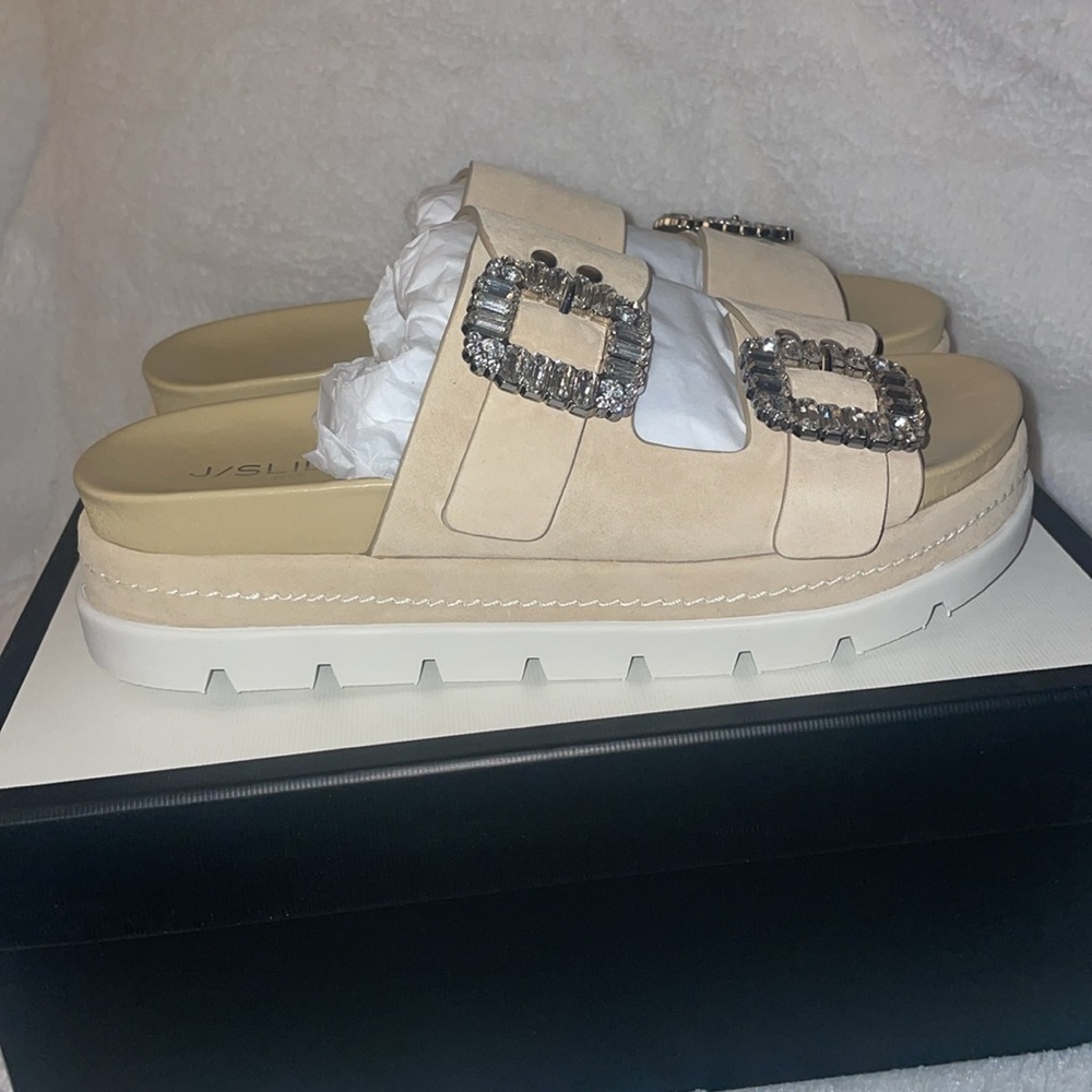 NWT J/SLIDES RICE Sand Suede Sandal - Picture 9 of 15
